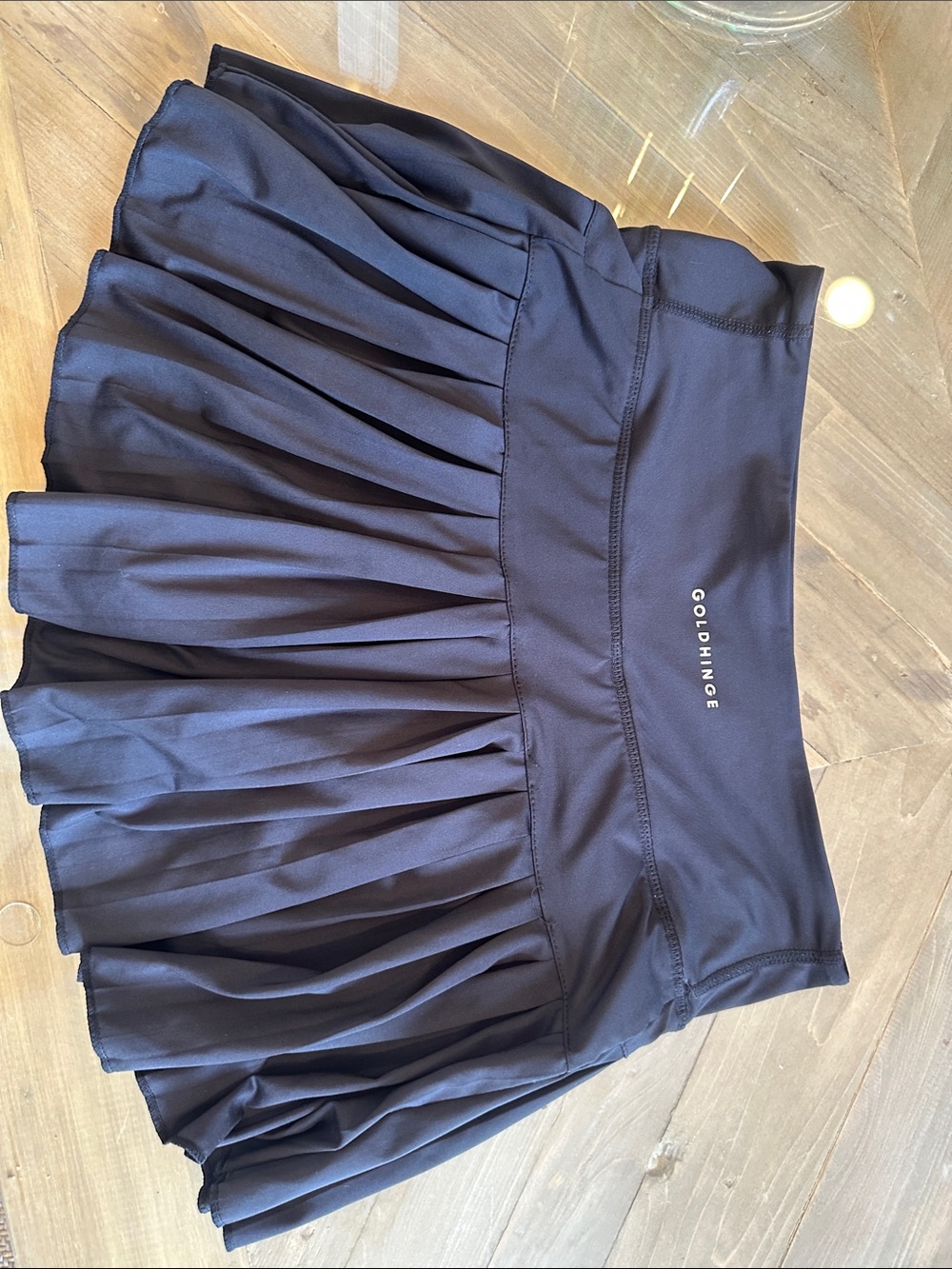 GoldHinge Black Pleated Skater Skirt